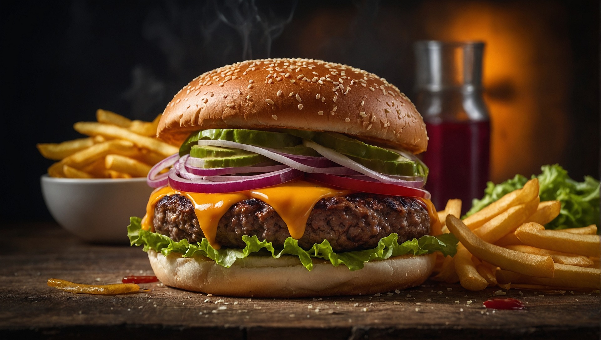 Burger mit Pommes Frites